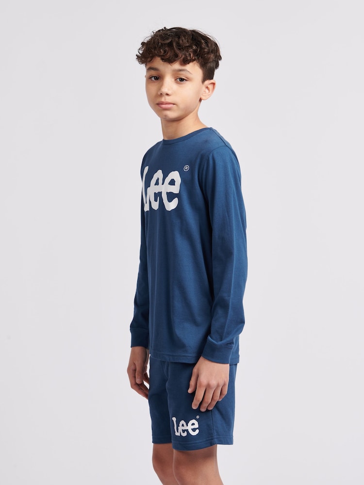 כחול שמיים - Lee Boys 100% Cotton Wobbly Graphic Long Sleeve T-Shirt - Image 4 of 5