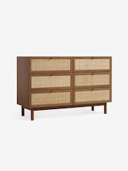 MADE.COM Dark Oak Effect Pavia Rattan 6 Drawer Wide Chest of Drawers - Image 6 of 7