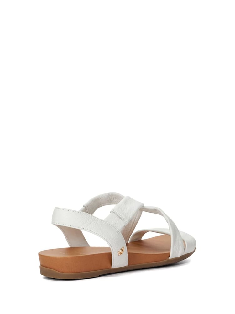 Dune London White Wide Fit Landies Cross Strap Comfort Flat Sandals - Image 5 of 6