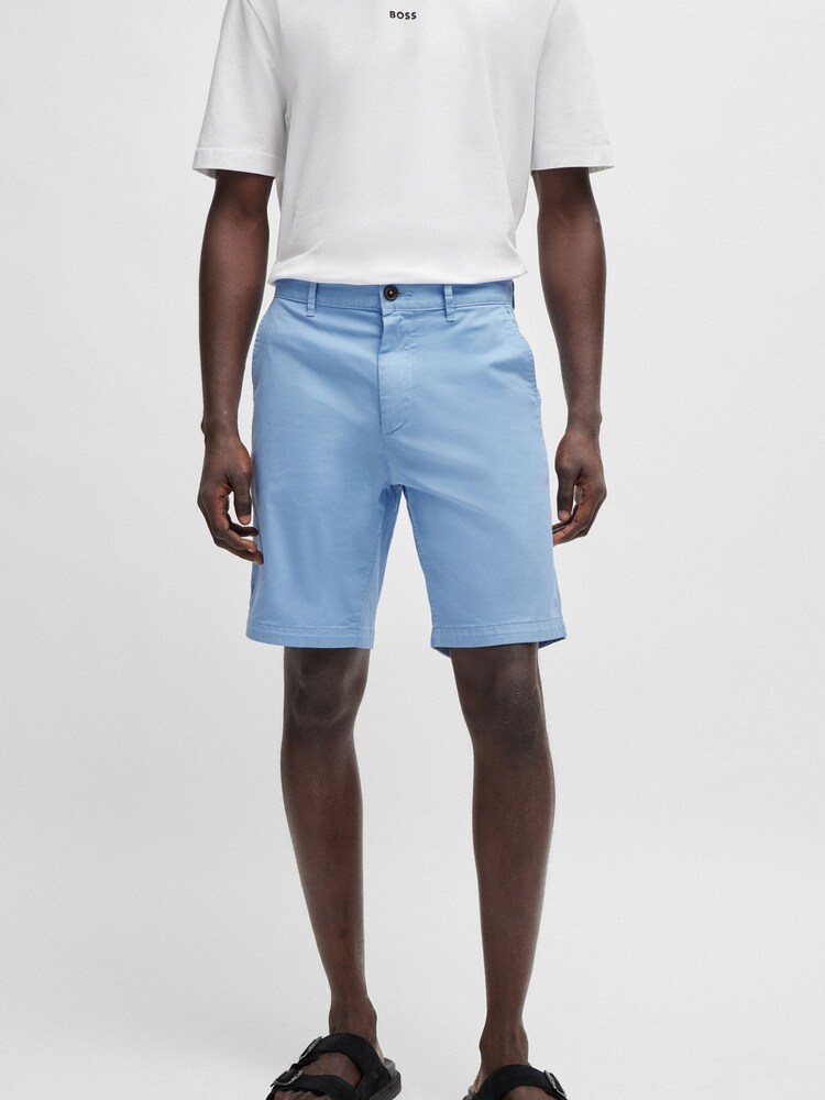 BOSS Light Blue Slim Fit Stretch Cotton Chino Shorts - Image 1 of 5