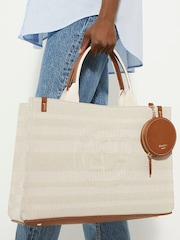 Dune London Natural Large Deltra Stripe Canvas Tote Bag - Image 1 of 5