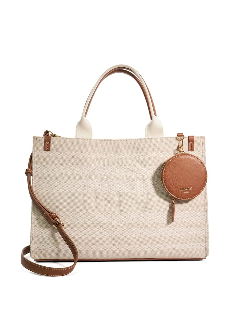 Dune London Natural Large Deltra Stripe Canvas Tote Bag - Image 2 of 5
