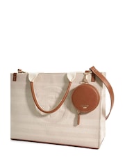 Dune London Natural Large Deltra Stripe Canvas Tote Bag - Image 4 of 5