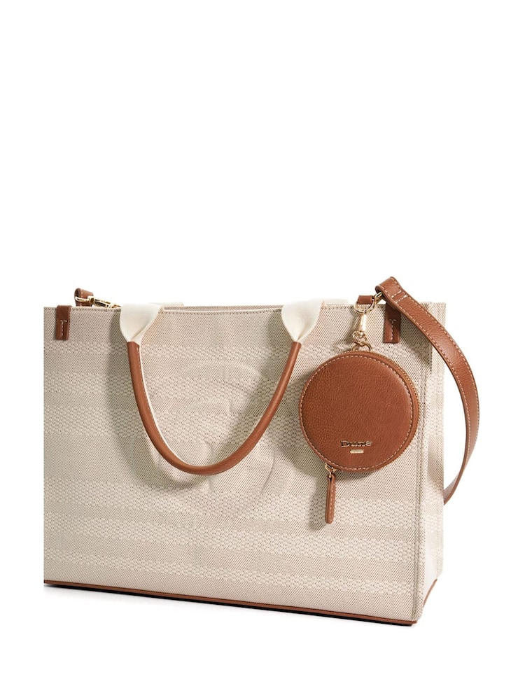 Dune London Natural Large Deltra Stripe Canvas Tote Bag - Image 4 of 5