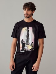 Black Fender 100% Cotton Licence Christmas T-Shirt - Image 1 of 8