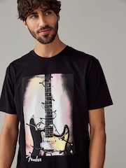 Black Fender 100% Cotton Licence Christmas T-Shirt - Image 4 of 8