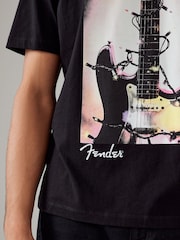 Black Fender 100% Cotton Licence Christmas T-Shirt - Image 5 of 8