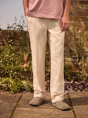 Ecru White Relaxed Fit EDIT Textured Stripe Trousers - Image 1 of 10