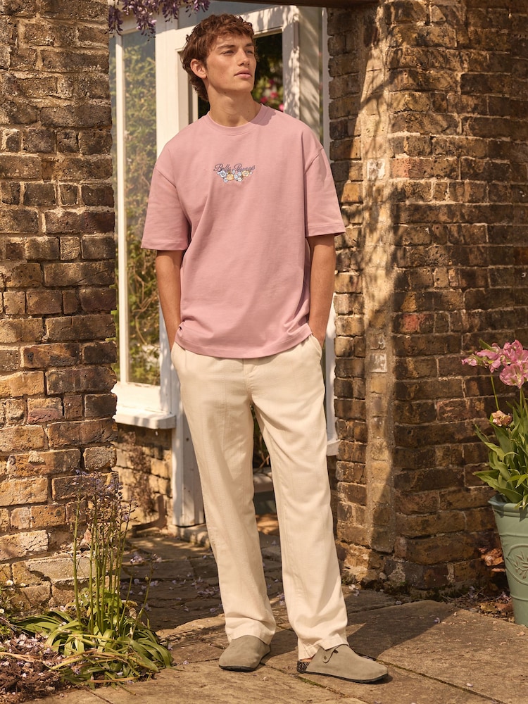 Ecru White Relaxed Fit EDIT Textured Stripe Trousers - Image 2 of 10