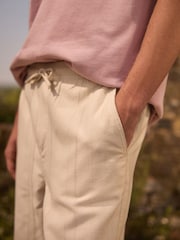 Ecru White Relaxed Fit EDIT Textured Stripe Trousers - Image 6 of 10