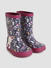 JoJo Maman Bébé Purple Mouse Printed Wellies - Image 1 of 4