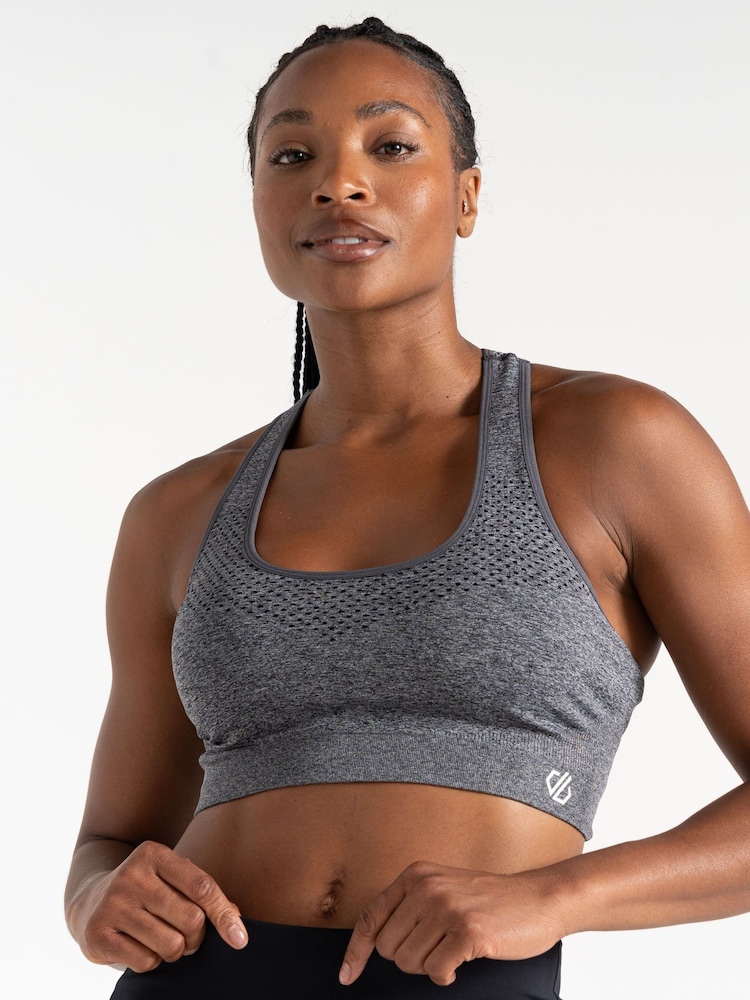 Grau - Dare 2b Don't Sweat It II Nahtloser Sport-BH mit mittlerer Stützkraft - Bild 1 von 7