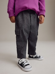 Charcoal Grey And Navy Blue Patterned Cargo Pocket Jersey Joggers (3mths-7yrs) - Image 1 of 8