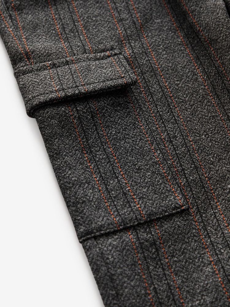 Charcoal Grey And Navy Blue Patterned Cargo Pocket Jersey Joggers (3mths-7yrs) - Image 8 of 8
