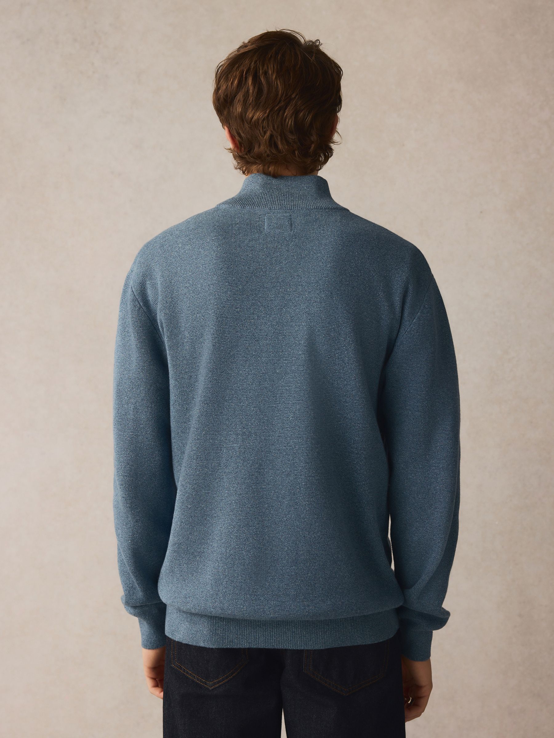 Buy Mid Blue Plain Regular Fit 100% Cotton Premium Quarter