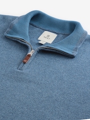 Srednje modra - v standardnem kroju 100% Cotton Premium Quarter Zip pulover - Slika 7 iz 7