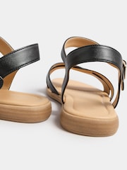 Black Cross Strap Sandals In Extra Wide EEE Fit - Image 3 of 4