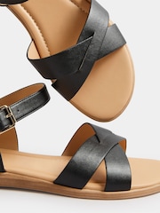 Black Cross Strap Sandals In Extra Wide EEE Fit - Image 4 of 4