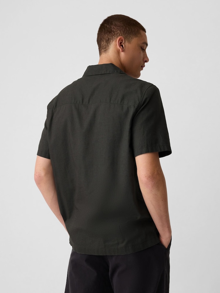 Gap Black Linen Cotton Short Sleeve Utility Shirt - Image 2 of 3