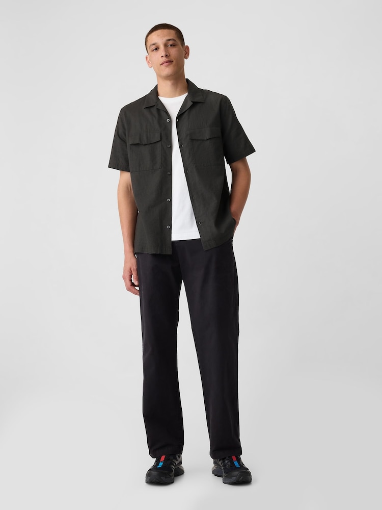 Gap Black Linen Cotton Short Sleeve Utility Shirt - Image 3 of 3