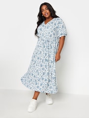 Yours Curve White LIMITED COLLECTION Vintage Floral Textured Midaxi Dress - Image 1 of 5