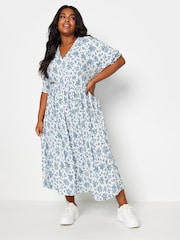 Yours Curve White LIMITED COLLECTION Vintage Floral Textured Midaxi Dress - Image 2 of 5