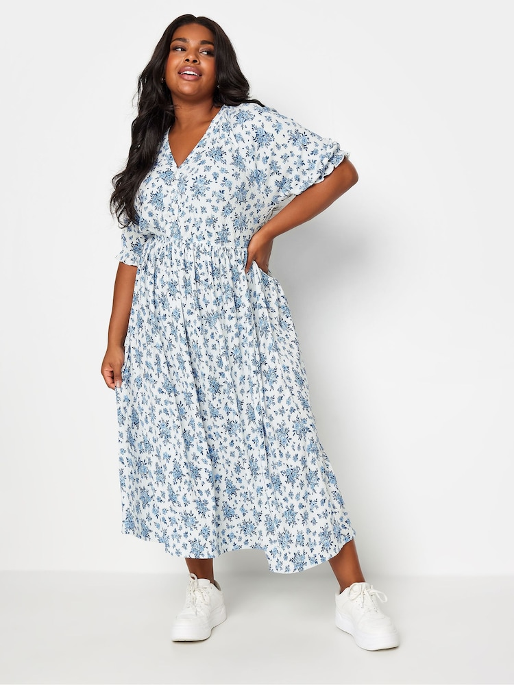 Yours Curve White LIMITED COLLECTION Vintage Floral Textured Midaxi Dress - Image 2 of 5
