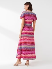 ONLY Pink Printed Short Sleeve Button Through Maxi Dress - Image 2 of 5