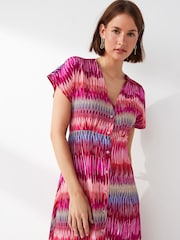 ONLY Pink Printed Short Sleeve Button Through Maxi Dress - Image 3 of 5