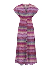 ONLY Pink Printed Short Sleeve Button Through Maxi Dress - Image 4 of 5