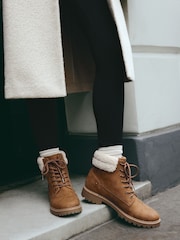 Tan Brown Extra Wide Fit Forever Comfort® Casual Lace-Up Ankle Boots - Image 1 of 10