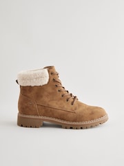 Tan Brown Extra Wide Fit Forever Comfort® Casual Lace-Up Ankle Boots - Image 7 of 10