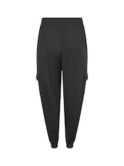 Yours Curve Black Jersey Cargo Harem Trousers - Image 2 of 2