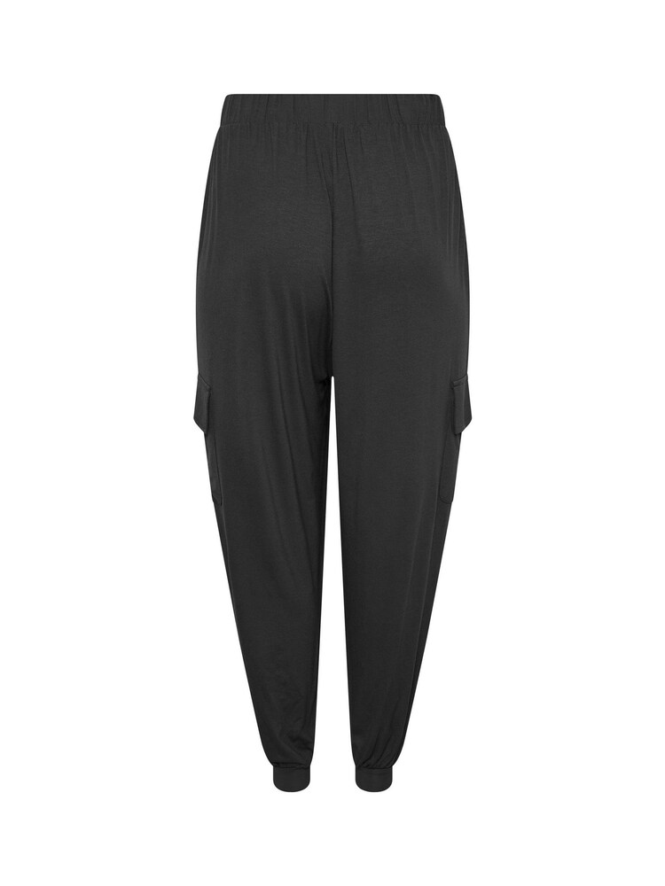 Yours Curve Black Jersey Cargo Harem Trousers - Image 2 of 2