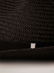 Ted Baker Black Panns Straw Trilby Webbing Trim Hat - Image 3 of 3