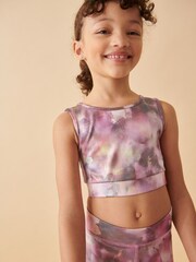 Pink Floral Tie Dye Sports Crop Top (5-16yrs) - Image 1 of 7