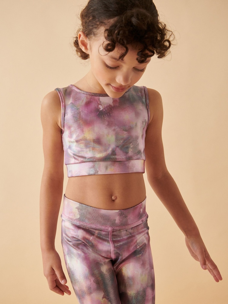 Pink Floral Tie Dye Sports Crop Top (5-16yrs) - Image 2 of 7