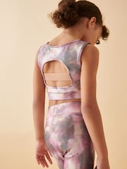 Pink Floral Tie Dye Sports Crop Top (5-16yrs) - Image 3 of 7