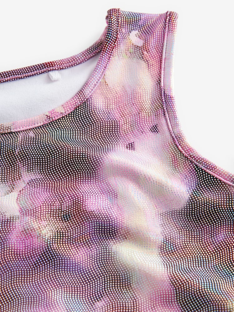 Pink Floral Tie Dye Sports Crop Top (5-16yrs) - Image 7 of 7