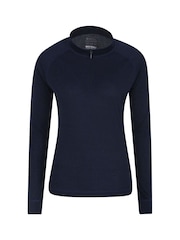 Mountain Warehouse Blue Talus Womens Zip Neck Thermal Top - Image 1 of 5