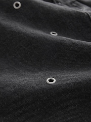 Washed Black 100% Cotton Eyelet Embellished Denim Mini Skirt - Image 8 of 8