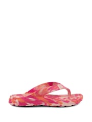 Totes Pink Tie Dye Ladies Solbounce Toe Post Flip Flops Sandals - Image 2 of 5