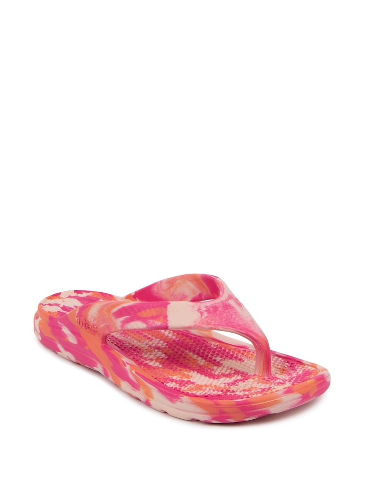 Rose effet tie-dye - Sandales à tongs Totes Solbounce Toe Post pour femme - Image 3 of 5