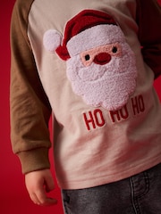 Brown/White Long Sleeve Christmas 100% Cotton T-Shirt (3mths-7yrs) - Image 4 of 8