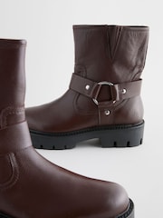 Burgundy Red Standard/Wide Fit Forever Comfort® Buckle Strap Leather Ankle Biker Boots - Image 6 of 8