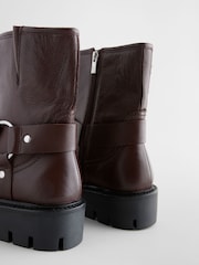 Burgundy Red Standard/Wide Fit Forever Comfort® Buckle Strap Leather Ankle Biker Boots - Image 7 of 8