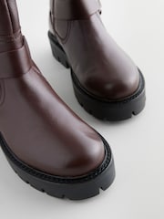 Burgundy Red Standard/Wide Fit Forever Comfort® Buckle Strap Leather Ankle Biker Boots - Image 8 of 8