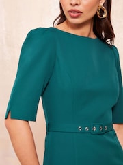 Friends Like These Green Boat Neck 3/4 Sleeve Tailored Dress - Image 2 of 4