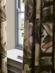Navy Blue Collection Luxe Linen Blend Contemporary Floral Pencil Pleat Lined Curtains - Image 1 of 5