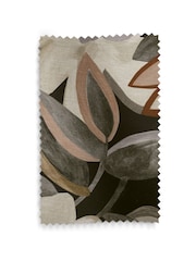 Navy Blue Collection Luxe Linen Blend Contemporary Floral Pencil Pleat Lined Curtains - Image 5 of 5